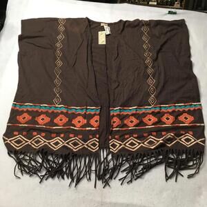 Women's Long Sleeve Native Shawl Collar Fringed tribal emroidered bohemian